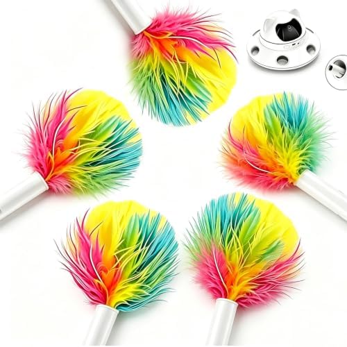 Telescopic Feather Decor Parts, Replacement Accessory 3-in-1 Auto Laser Cat Toy (Only Feather Attachment, Toy Base Not Included)