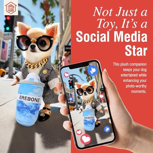 Erebone – Luxurious Parody Plush Dog Toy with Squeaker, Premium Fabric, Embroidered Details, Designer-Inspired Chew Toy, Fun Gift for Small to Medium Dogs & Dog Lovers