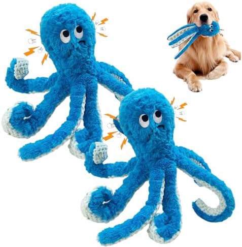 Octopus Tough Dog Toys for Aggressive Chewers, Blue-2 Pack