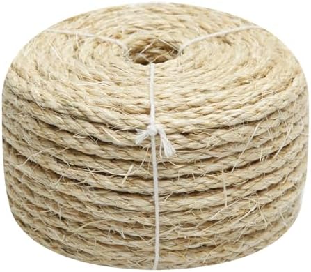 Cat Natural Sisal Rope 8mm 98-Feet for Scratching Post Tree Tower Replacement Repair and Replace, DIY Hemp Twine Rope for Cat Scratching Furniture Window Perch and Crafts Gardening Home Decorating