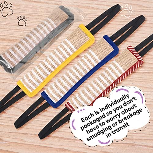 Kacctyen 4 Pack Jute Dog Tug Toys,11.8" Biting Pillows,2 Handles, Classic