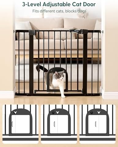 Babelio Extra Wide Baby Gate with Cat Door, CatPrivilege III, 29-48"