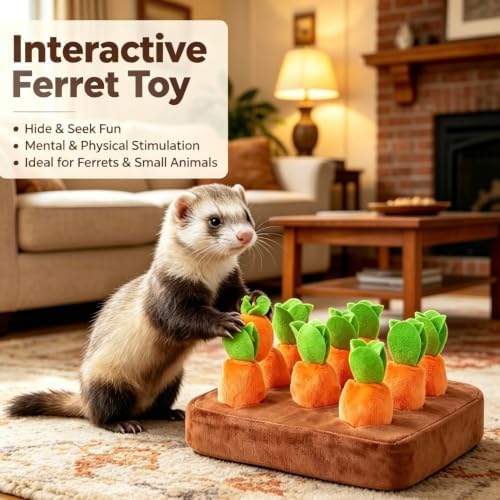 Ferret Foraging Snuffle Mat Carrot Interactive Toys Slow Feeder Toy for Bunny Guinea Pig Small Pet Mental Stimulation