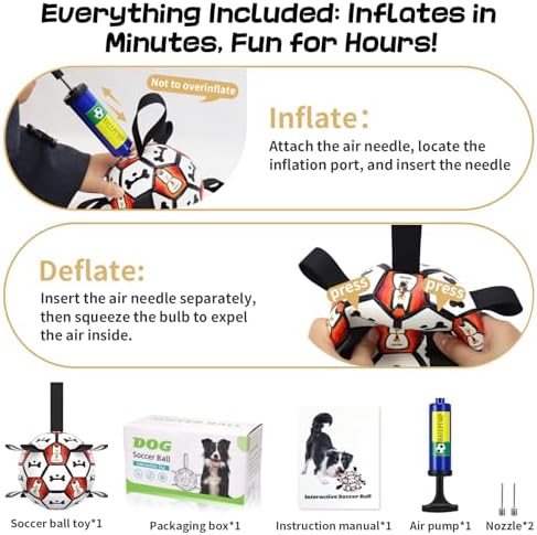Dog Soccer Ball with Straps, 6 Inch for Small and Medium Dogs, E