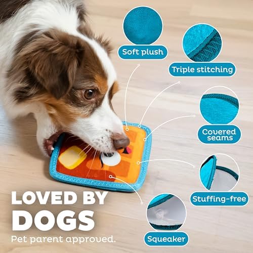 Outward Hound Tough Skinz Durable Chew Plush Squeaky Dog Toy, Waffle, 4.7"