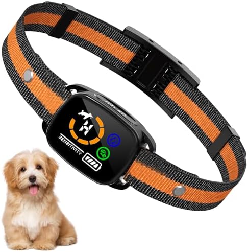 Humane Bark Collar for Small Medium Dogs, No Shock Anti Barking Collar with Smart Chip, 3 Training Modes (Beep & Vibration), IP67 Waterproof Rechargeable Stop Barking Device, 8-65 lbs