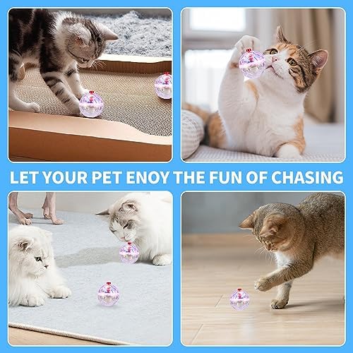 24 Piece Light Up Cat Balls Ghost Hunting Equipment, Indoor Motion-Activated Magic Cat Ball, Plastic Glowing Pet Toys