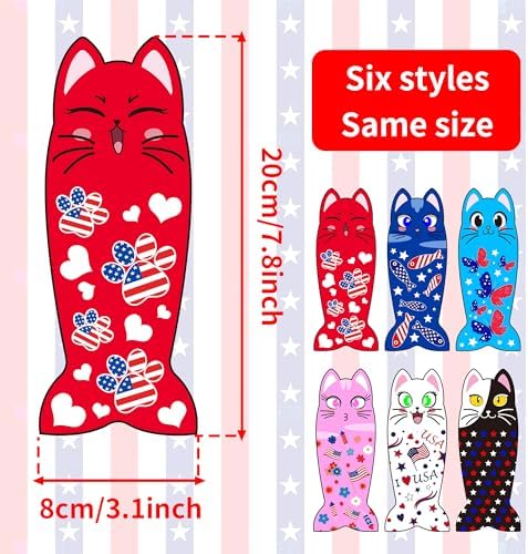 Patriotic Cat Catnip Toys with Crinkle for Indoor Cats 6 Pack