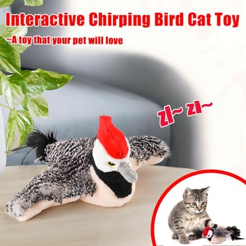 Yewmow Interactive Chirping Cat Toy,Flapping Wings Sound Toy