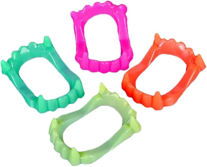 The Dreidel Company 200 Halloween Teeth Neon Fangs Teeth, Costume, Funny Halloween Dress-Up, Pretend Play Decoration (200-Pack)