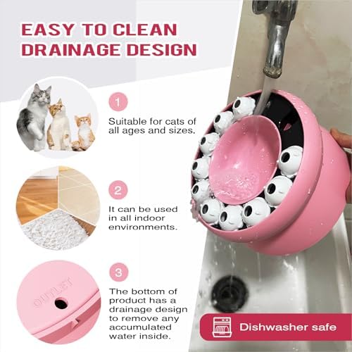 Interactive Cat Puzzle Feeder, Cat Puzzle Toy Treat Dispenser Kitten, Enrichment Toys for Indoor Cats, Slow Feeder Treat Puzzle Toy Cats Stimulation Toys (Pink)