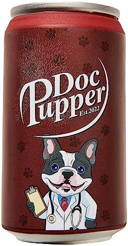 SPOT Fun Beverages Doc Pupper Can Vinyl Squeaker Toy for Small & Medium Dogs, Interactive & Chew-Friendly, Dr. Pepper Design, 4.5-Inch