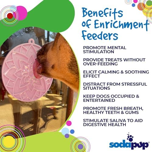 SodaPup Lotus eMat – Durable Enrichment Feeder Made in USA from Non-Toxic, Pet-Safe, Food Safe Rubber for Mental Stimulation, Avoiding Overfeeding, Fresh Breath, Digestive Health, Calming, & More