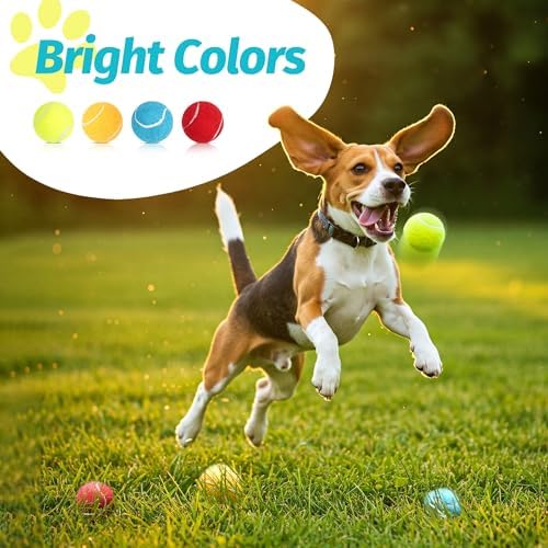 PrimePets Tennis Balls for Dogs, 12 Pack 2.5” Durable Squeaky Dog Balls with High Bounce for Outdoor Play, Interactive Fetch & Training Dog Toys for Small and Medium Breeds
