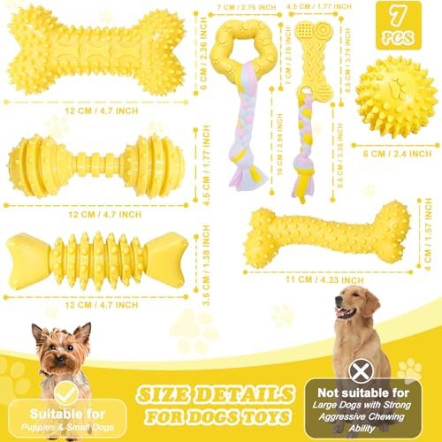 Puppy Toys - 7 Pack Puppies & Small Dogs Chew Toys for Teething,Relieves Teething Anxiety, Soft & Durable Interactive Toys, Not for Heavy Chewer