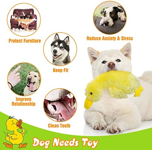EXPAWLORER Plush Squeaky Duck Dog Toy - Soft Stuffed Cute Dog Duck Toy, Best Birthday Gift Interactive Filled Chew Toys for Puppy Small Medium Large Dogs Biting Training Teething, Yellow Large