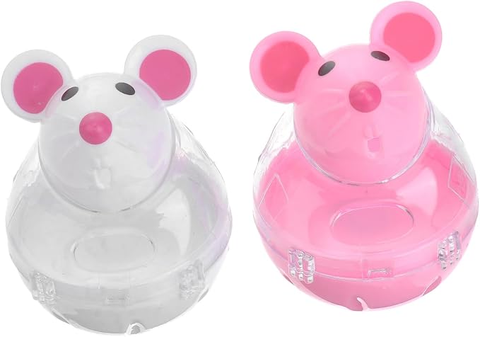 Happyyami 4pcs Automatic Cat Feeder Toy Mouse Shape Interactive Snack Dispenser for Cats Engaging Pet Feeder Leakage Design Fun Rolling Tumbler for Indoor Play