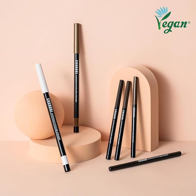 COSNORI Super Proof Fitting Gel Eyeliner 02 Black Brown - Smudge-Proof, Longwear Eyeliner Pencil, Soft Drawing 2mm Ultra-Slim Pencil, Waterproof, 0.004oz (0.13g)