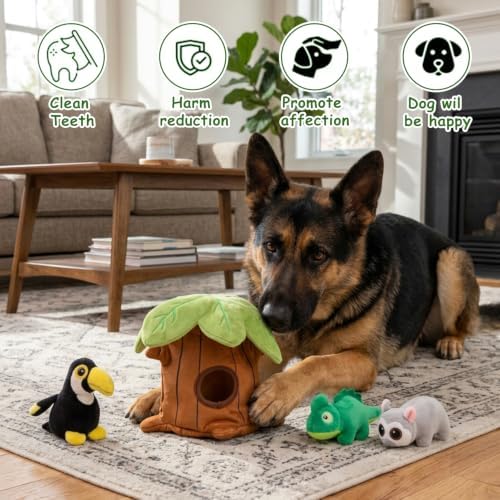 Hollypet Squeaky Hide and Seek Dog Toys for Small and Medium Dogs, Baobab