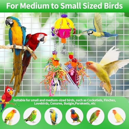 Bird Toys, Parrot Pullable Colorful Chew Sneakers Acrylic Stick Chew Toys for Amazons Mini Macaws African Greys Cockatoos Conures,Cockatiels, Lovebirds，Parrotlet，Eclectus (Pink and Yellow)
