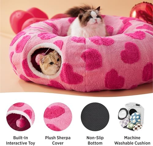 Lesure Donut Cute Jacquard Cat Tunnel Bed Kitten Toys for Puppy Bunny