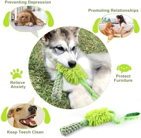wodoca Dog Rope Toy Tug of War Dog Toy for Aggressive Chewers, Interactive Puppy Chew Toys Rope with Strong Squeak, Knots Cotton for Teeth Cleaning, Training Medium, Large Dogs