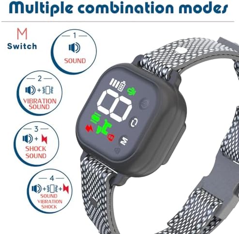 Dog Anti Bark Collar, Rechargeable Smart Anti-Bark Collar, Medium Dogs, Large Dogs 10-120 Pound Anti-Bark Training Collar, 8 Adjustable Sensitivity, Stop Bark Collar with Beep Vibrating Shock (White)