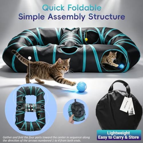Interactive Cat Toy,Motion-Activated Ball in Cat Tunnel