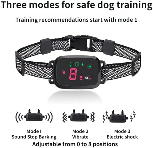 Dog Bark Collar,Rechargeable Smart Barking Collar, Anti Barking Training Collar with Sensitivity Beep Vibration Shock, Bark Shock Collar for Large Medium Small Dogs