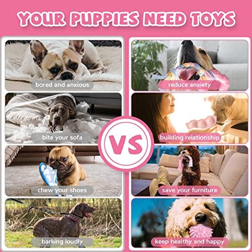 ABRRLO 6 Pack Puppy Teething Toys Cute Pink Puppy Chew Toys for Teething Small Breed Dog Chew Toy Interactive Pet Toy Set for Puppies to Keep Them Busy Soft Durable Small Breed Doggy Chewing Ball