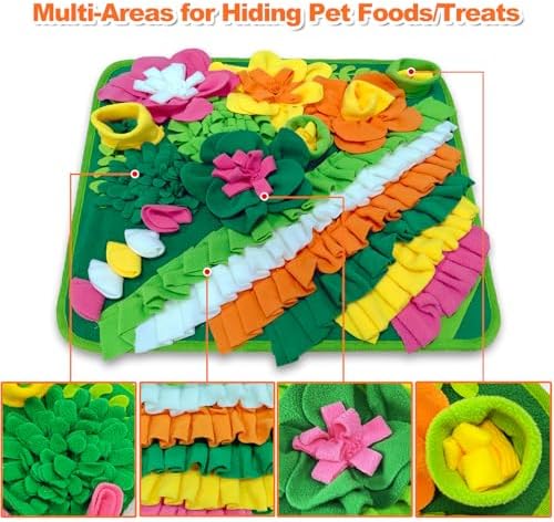 Rabbit Foraging Mat, 20"x20" Pet Snuffle Mat Interactive Snuffle Feeding Toy for Rabbits Guinea Pigs Chinchillas, Washable Pet Feed Game Bunny Toys to Stimulate Natural Foraging Skills