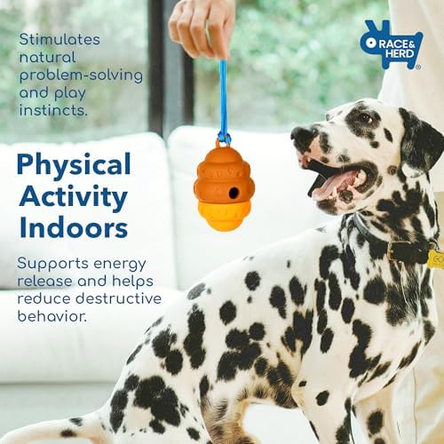 Race&Herd Dog Puzzle Toy, Dog Treat Toy for Enrichment, Treat Dispensing Toys for Mental Stimulation, Feeder Topple Toy, Food Puzzle Feeder and Puppy Treat Dispenser for Boredom Relief