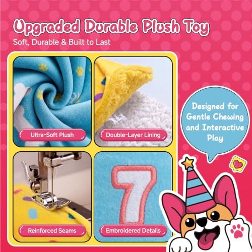 Dog Birthday Cake Toy Decorations, Larger Squeaky Plush Dog Cake Toys