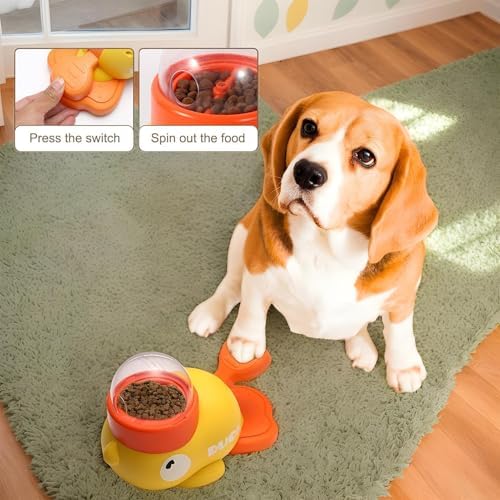 Interactive Dog Toys, Duck Shape Dog Slow Feeder Puzzle Toy, 2 in 1 Interactive Slow Feeder for Cat, Pet Treat Food Dispenser, Pet Feeding Tool for Enrichment, Reduces Bloating & Training
