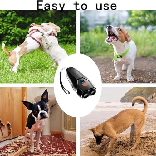 Dog Barking Control Device with Dual Sensors | Anti-Barking Device with Training & Deterrent Modes | Ultrasonic Dog Whistle & LED Flashlight | 25FT Range | Rechargeable
