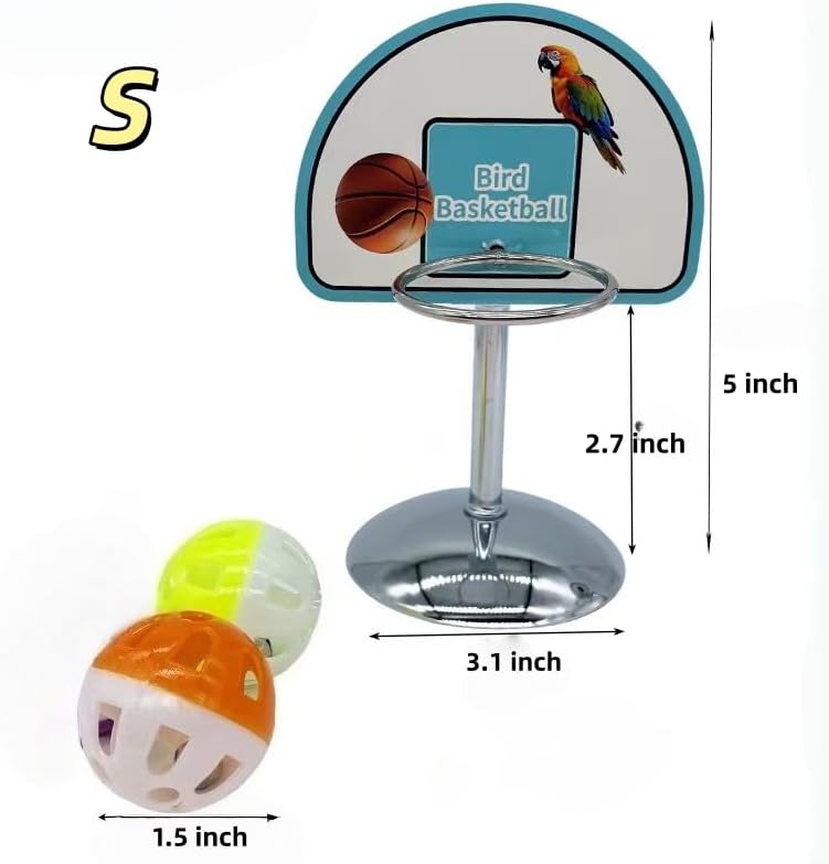 Fosrion Parrot Basketball Hoop Toy Set - Training Hoop with 2 Bird Balls Parrots (Small)
