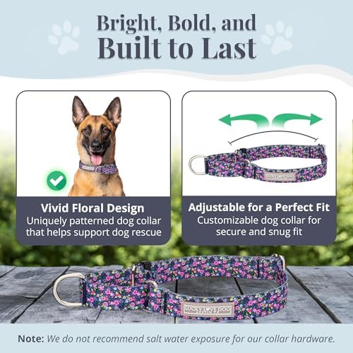 Lucky Love Dog Martingale Collar for Medium Dogs No Slip – Primrose, Medium