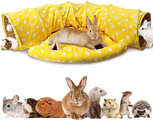 BWOGUE Bunny Tunnel Bed, 2-in-1 Collapsible Rabbit Tunnel Hideout with Mat