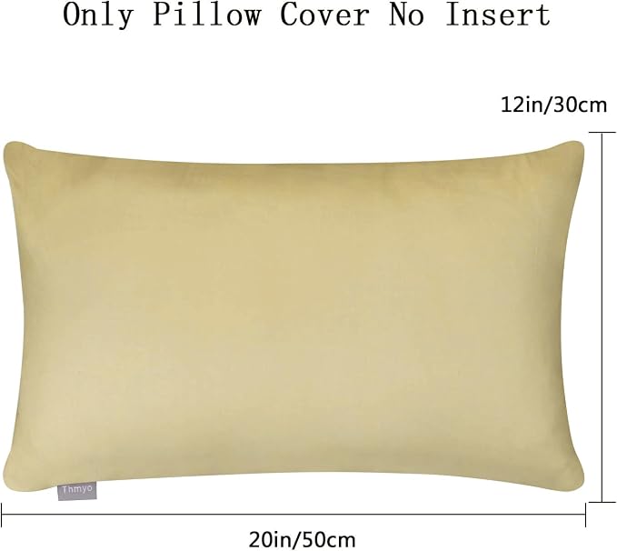 Thmyo 4-Pack 100% Cotton Lumbar Comfortable Solid Decorative Throw Pillow Case Rectangle Cushion Cover Pillowcase Sublimation Blank Pillow Covers DIY Throw Pillowcase(12x20inch/30x50cm, Khaki)
