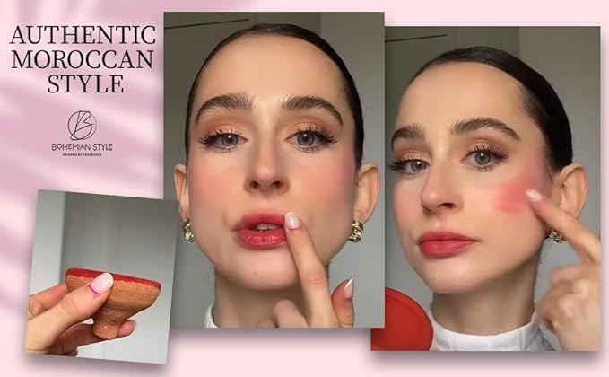 Authentic Moroccan Clay Pot Lip Stain - Traditional Berber Lipstick - Organic, Long-Lasting Lip Color