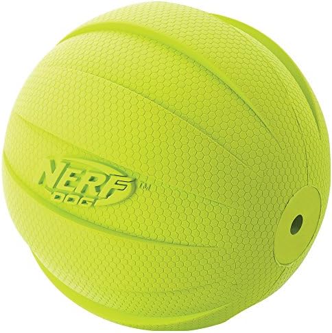 Nerf Dog Rubber Ball Dog Toy with Squeaker, Lightweight, Durable and Water Resistant, 4 Inch Diameter for Medium/Large Breeds, Single Unit, Green