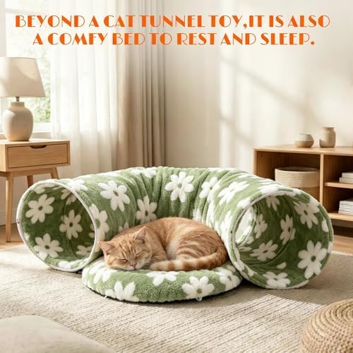 Cat Tunnel Bed with Interactive Cat Toys - Cat Tunnels for Indoor Cats