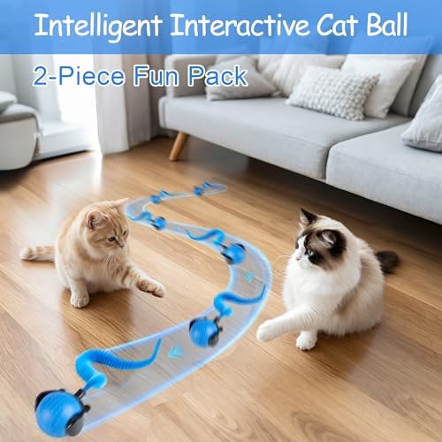 Interactive Cat Toys for Indoor Cats, Automatic Rolling Cat Balls