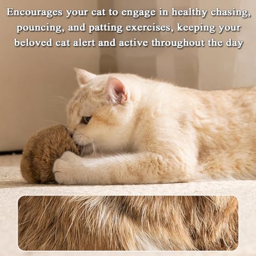 Rabbit Fur Ball Cat Toy, Soft Fluffy Cat Toy Ball, Furry Catnip Toy Ball, for Indoor Cats – Furry, Fun to Chase for Hunting Instinct Play & Interactive Bonding