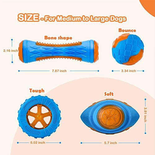 Dog Squeaky Toys, Pool & Beach Toys for Interactive Fetch & Play, TPR