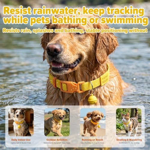 GPS Pet Tracker Collar, Bluetooth Mini GPS Tracker for Cat Dog, Smart Pet Activity Finder, No Monthly Fee, Works with Apple Find My & Google Find Hub, Real-Time Location Tag for Small Pets