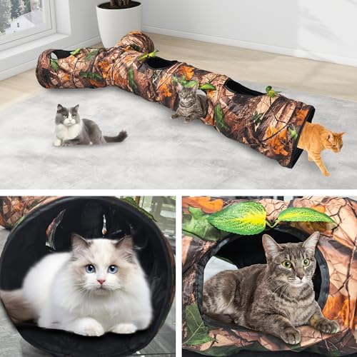 Foldable 3 Way Cat Play Tunnel for Indoor Cats,Cat Tunnel Toy
