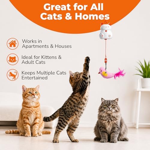 Indira Interactive Cat Toy – Automatic Moving Cat Toy with Birds & Ball, Cat Toys for Bored Indoor Adult Cats, Stimulating Cat Toys, Cat Interactive Toys for Indoor Cats Rechargeable