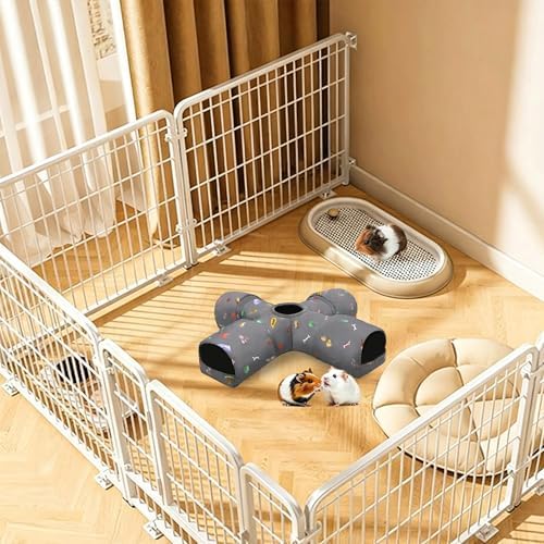 4-Way Small Pet Tunnel with Top Cave, Collapsible Interactive Hideout Tunnel for Hamster, Guinea Pig, Gerbil, Chinchilla, Dwarf Rabbit & Other Small Animals