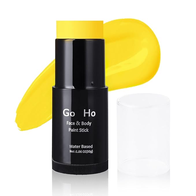 Go Ho Yellow Face Body Paint Stick,Washable Yellow Face Paint Stick,Non-toxic Full-coverage Cream Body Paint for Halloween Costumes Cosplay SFX Makeup